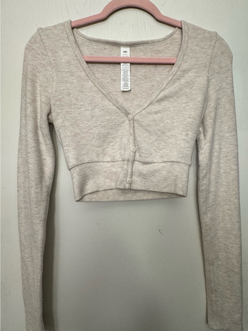 Alolux Cropped Me Time Cardigan -
Oatmeal Heather